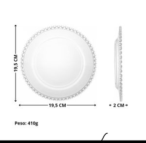 Prato Sobremesa Cristal borda Coração